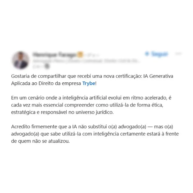 Depoimento de analista jurídica de compliance: curso incrível, aplicar IA de forma ética e responsável