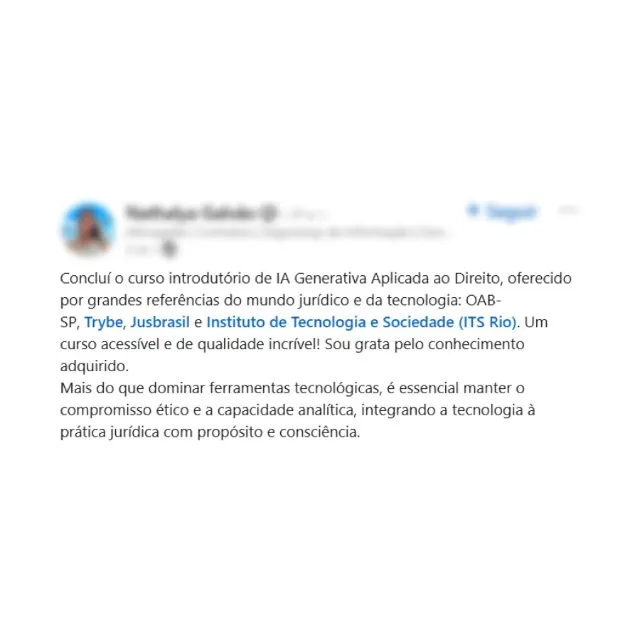 Depoimento de legal engineer: aprendeu técnicas como Chain of Thought e PACEF no curso