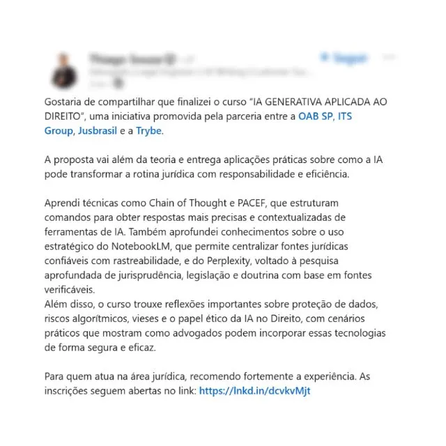 Depoimento de consultor jurídico tributário: ansioso para aplicar os conhecimentos em cases complexos