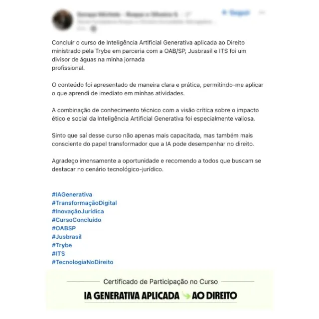 Depoimento de sócia fundadora de sociedade de advogados: concluir o curso foi um divisor de águas na jornada profissional